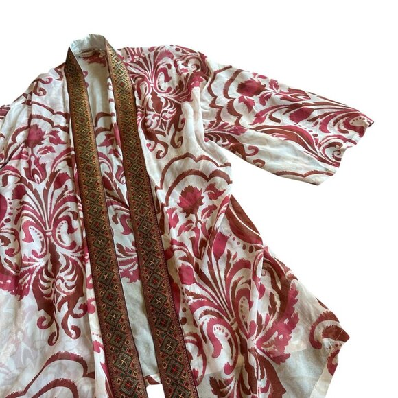 Soft Surroundings Jakarta Open-Front Kimono Chiffon Embroidered Size L/XL Womens - Picture 6 of 11